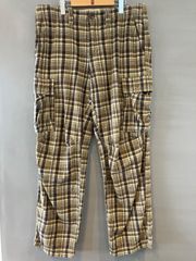 00's TOMMY HILFIGER トミーヒルフィガー チェックカーゴパンツ ベージュ〜ブラウン 茶 メンズ W34 L32