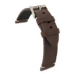 Diloy 腕時計ベルト 20mm イタリア オイルレザー バンド 本革 ハンドメイド ヴィンテージスタイル422 ダークブラウン