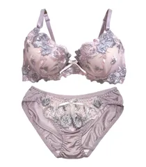 Laulea Akoakoa ストロベリー C75 レディース ブラジャー ブラ ショーツ 上下 セット ブラショーツセット ブラジャーショーツセット 女性 下着 3/4 カップ 花柄 刺繍 レース 大人 可愛い ふんわりやさしい [ストロベリー] [C75]