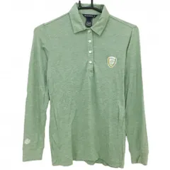 【美品】ゾーイ 長袖ポロシャツ 杢グリーン レーヨン100％ 薄手 レディース 38(M) ゴルフウェア ZOY