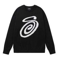 新品 STUSSY CURLY SWEATER パーカー ニットセーター ブラック 男女兼用 メンズ レディース