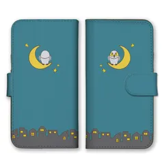 iPhone 17 ケース 手帳型 アイフォン17 スマホケース 携帯ケース フクロウ 梟 ミミズク 星空 夜空 月 イラスト 絵 おしゃれ 可愛い ネイビー 大人  カラー02
