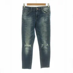 ザラ ベーシック ZARA BASIC デニムパンツ ジーンズ ジーパン ダメージ加工 スリム 34 ブルー Z1975 /NQ ■MT