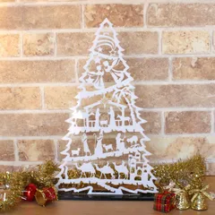 クリスマスツリー 卓上 29cm 自由な飾りつけができる艶ありしたアクリルカットプレート+スタンド