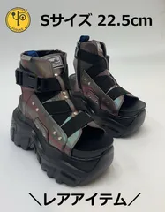 ☆新品未使用☆美品・レア Sサイズ 22.5cm ヨースケ YOSUKE 厚底 ブーツサンダル レディース ガンメタ 厚底サンダル スニーカーサンダル　MY274-446