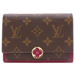 【LOUIS VUITTON】ルイ・ヴィトン ポルトフォイユフロール コンパクト M64588 モノグラムキャンバス フューシャ 茶 MI0270 レディース 二つ折り財布