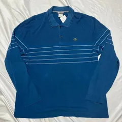 LACOSTE 長袖ポロ ボーダー ブルー Lサイズ US古着