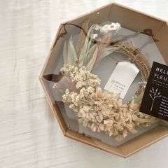 ドライフラワー リース ホワイト系 BELLES FLEURS PORTE 箱入り