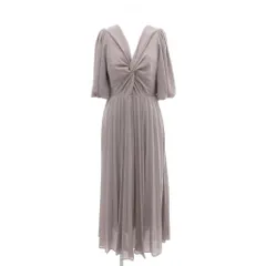 スナイデル SNIDEL Sustaina シフォンツイストプリーツワンピース プリーツ Vネック 5分袖 マキシ ロング 0 S グレー SWFO212012 /AE