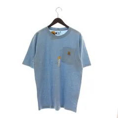 カーハート carhartt ルーズフィットヘビーウェイトショートスリーブポケットシャツ Loose Fit Heavyweight Short-Sleeve Poket-Shirt Tシャツ カットソー 半袖 クルーネック 総柄 ロゴ S ライトブルー