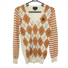 パーリーゲイツ セーター オレンジ×アイボリー ボーダー ウール100% ニット レディース 1(M) ゴルフウェア PEARLY GATES