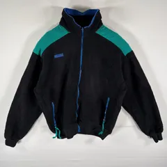 古着 90's/90年代 コロンビア Columbia USA製 フリースジャケット フルジップ ワンポイントロゴ ツートンカラー M  ブラック メンズ