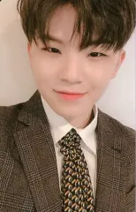 【中古】コレクションカード(男性) SEVENTEEN/WOOZI(ウジ)/衣装グレー・両手下げ・頭見切れ・裏面紫/CD「3RD Album ： An Ode(Truth ver.)封入特典フォトカード