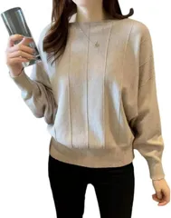 world resilience ニット セーター レディース 長袖 ドルマンスリーブ ボートネック 無地 オシャレ オフィス( カーキ,  Free Size)