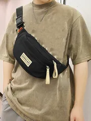 バッグ メンズ ウエストバッグ シンプルでスポーティな カジュアルで多機能なナイロンウエストパック ショルダーバッグ、本が入る カレッジバッグ、スリングバッグ、ボディバッグ、ウエストバッグ、トラベルバッグ、多機能ポ