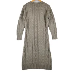 極美品 N.Natural Beauty Basic  エヌナチュラルビューティベーシック ロングワンピース ニット 抽象的 秋冬 AW ワンピース アクリル グレー レディース M リブ袖 ケーブルニット Vネック【古着】【中古】【送料無料】