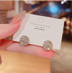 ノンホールピアス マグネットピアス シルバー系 クリスタル装飾