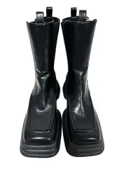 【中古】Au BANNISTER オゥ バニスター 靴 ワイドスクエア 厚底 サイドゴアショートブーツ ブラック サイズ39＿S13＿s-0238-r13＿セルモアから出品