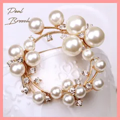パールサークルブローチ　ゴールド　入学式　卒業式　結婚式　コサージュ　ビジュー
