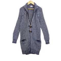 GAP　Sサイズ　ロングカーディガン　ストライプ柄　コットン100％　紺/白