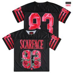 REASON CLOTHING × SCARFACE OVERSIZED FOOTBALL JERSEY【BLACK】(ジャージ フットボールジャージ スカーフェイス コラボ オーバーサイズ ビッグサイズ)