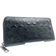 ■極美品■COACH  コーチ　エンボス加工シグネチャーレザー　ラウンドファスナー　長財布　ブラック　シルバー金具　タグあり　メンズ　ユニセックス