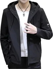 emu's mimi(エムズ ミミ) 上着 メンズ 大きいサイズ 春 ジップパーカー羽織もの フード付きパーカー ドルマンパーカー ポケット ポケット付き 長袖 スポーツ アウトドア かっこいい チャック 大人 男性 紳士(ブラック,  2XL)