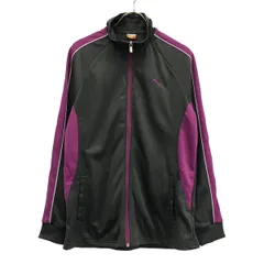 PUMA プーマ ロゴ刺繍 トラックジャケット O グレー×パープル トレーニング ジャージ レディース 古着