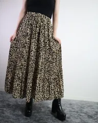 レオパード 豹柄 プリーツ フレア マキシ丈 ロング スカート 90s 00s