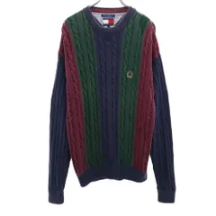 トミーヒルフィガー 90s オールド フラッグタグ 長袖 セーター XL グリーン系 TOMMY HILFIGER ニット メンズ