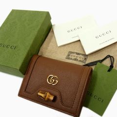 未使用◇GUCCI 二つ折り財布 ダイアナ バンブー ミディアム コンパクトウォレット グッチ 冊子 保存袋 箱付き イタリア製