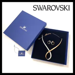 M【SWAROVSKI】Exist ネックレス ピアス セット インフィニティ ゴールド/金カラー パヴェ ラインストーン クリスタル 5188398 スワロフスキー (56370H2a)