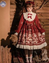【美品❗️】フリルワンピース　夜空のトランプサーカスワンピース　ボルドー 美品❗️】フリルワンピース 夜空のトランプサーカスワンピース