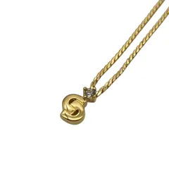 【中古】Christian Dior クリスチャンディオール ネックレス ストーン　喜平　ゴールドメッキ ストーン　喜平　ゴールドメッキ ヴィンテージ　CDロゴ ゴールド