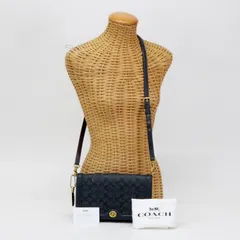 コーチ COACH ライリー ショルダーバッグ レザー PVC シグネチャー 31070 ポシェット ターンロック レディース ネイビー 美品 中古 maj07007