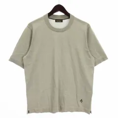 ポールスチュアート PAUL STUART 良品 ドレスニット Tシャツ 半袖 クルーネック 刺繍 プルオーバー コットン混 緑系 グリーン系48のサムネイル