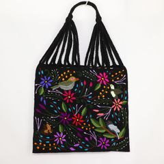 メキシコ シナカンタン 刺繍ハンモックバック 59 ブラック ハンドメイド