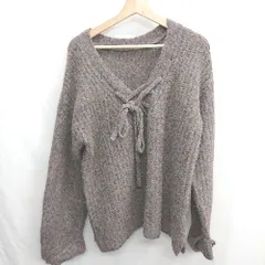 ◇ ⊇ LOWRYS FARM ローリーズファームファーム リボン 長袖 ニット サイズF グレー系 レディース E  【1412090058998】