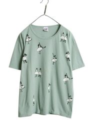古着 vivie ｜Tシャツ 半袖 プリントT 白T バレエ バレリーナ M 00s バレリーナ 総柄 アート イラスト プリント Tシャツ メンズ