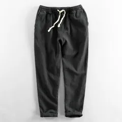 新品特売★春夏 麻パンツ メンズ 綿麻 イージーパンツ 無地 清涼感 リネンパンツ スラックス チノパン ストレート カジュアル 黒 M~6XL
