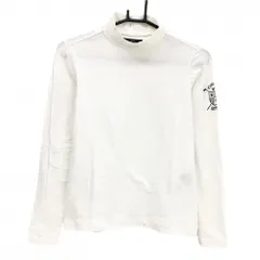 【美品】キャロウェイ 長袖ハイネックシャツ 白×ネイビー 袖ロゴ  レディース M ゴルフウェア Callaway