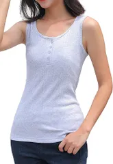 J.S. by James Square(ジェームズ・スクエア) ランダムリブ ヘンリーネック タンクトップ(グレー,  2L)