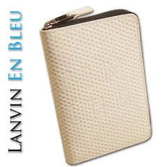 ランバンオンブルー LANVIN en Bleu 牛革 セミ長財布 二つ折り財布 ディジョン メンズ アイボリー 定価20,900円 撥水 3Mスコッチガード プレゼント ギフト ロゴ 2つ折り財布