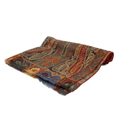 ETRO(エトロ) ストール(ショール)美品  - レッド×ブルー×マルチ ペイズリー柄 ウール、シルク