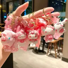 「単品」サンリオシリーズ ピンクver キャラクターマスコット キーホルダー ストラップ ハローキティー シナモロール クロミちゃん マイメロディ ポムポムプリン