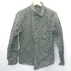 ◇ nano universe ナノ ユニバース 総柄 長袖 シャツ サイズM ブラック グリーン レディース E  【1407180052963】