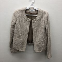 【NATURAL BEAUTY BASIC】ナチュラルビューティーベイシック　ベージュ　S　ノーカラージャケット　ジャケット　長袖　レディース　オフィス