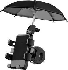 East Leaf 自転車 スマホホルダー スマホスタンド 携帯ホルダー 傘 付き 日除け 雨除け 落下防止 取付簡単 多機種対応 5-7.2インチ(ブラック)のサムネイル