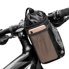 【人気商品】Caudblor 自転車用ボトルケージ ハンドルバーバッグ 携帯収納付きメッシュポケット付き 自由調節可能 ウォーカー/クルーザー/エクササイズ/マウンテンバイク用のハンドルバードリンク/飲料容器に適用