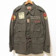 #anc リプレイ REPLAY コート ジャケット L カーキ系 ワッペン ロゴ ダブルジップ メンズ [935719]のサムネイル